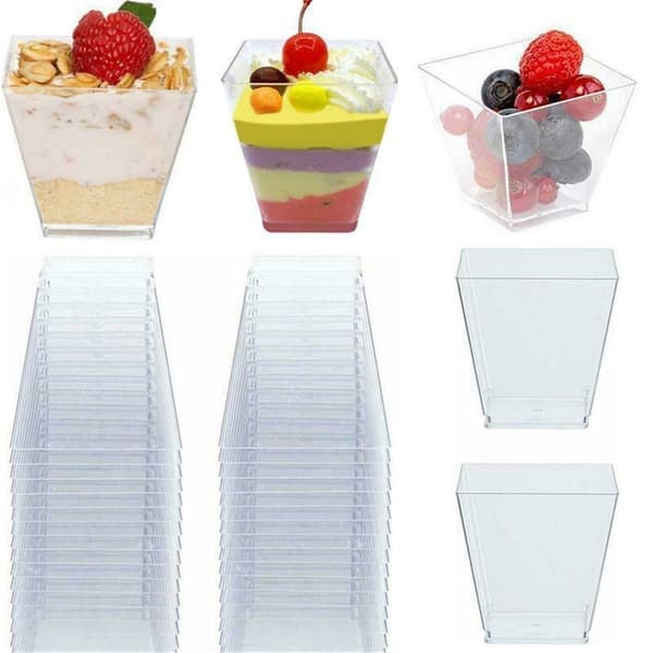 Plastglas til dessert 50 stk.