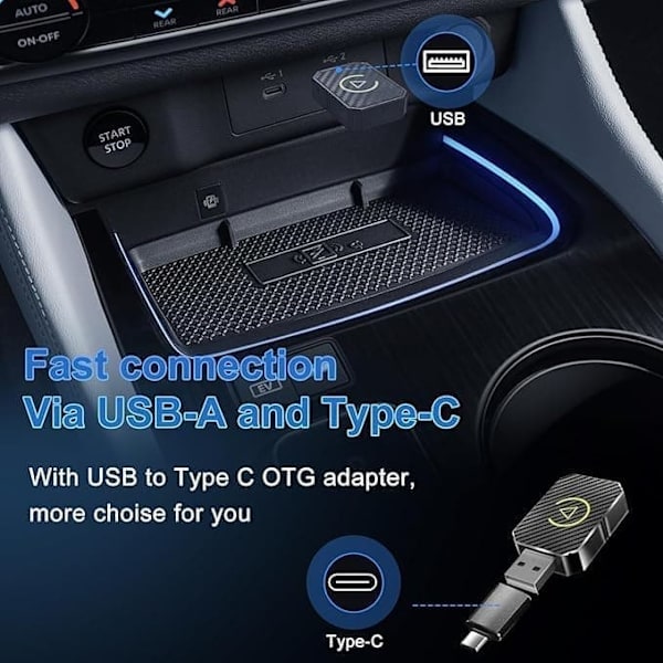 Trådløs CarPlay Adapter Sort, Plug and Play Dongle til Apple CarPlay og Android Auto