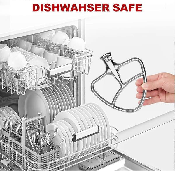 Flad pisker i rustfrit stål, piskeris til KitchenAid-mixer