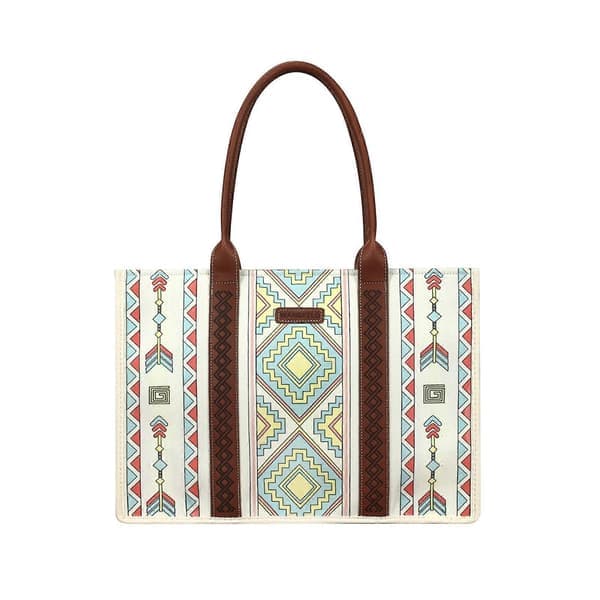 Wrangler Mulepose Western Tasker til Kvinder Skuldertaske Boho Aztec Håndtasker 100% Ny Beige Blå L