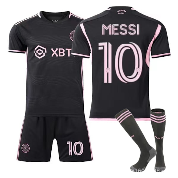 23-24 Miamin pelipaita nro 10 Messi Koti- ja Vieraspelipaita Aikuisten ja Lasten Jalkapallopaitasetti Away No. 10 MESSI XS