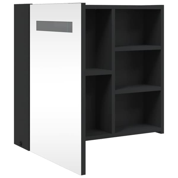 VidaXL Spejlskab og LED-lampe sort 60x13x52 cm Sort