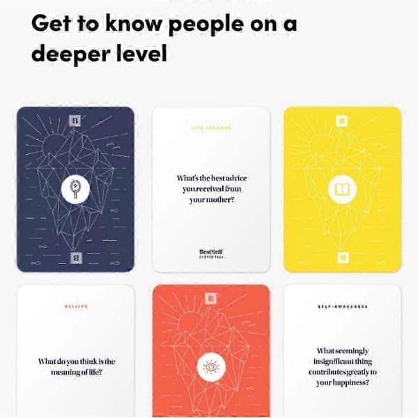BestSelf Deeper Talk Kortstokk - Samtale-startspill for voksne, Dype spørsmål Selskapsspill