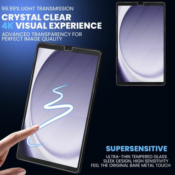 2-pakning SAMSUNG TAB A9 (WiFi/5G) Skjermbeskyttelse - Herdet Glass 9H - Super kvalitet 3D