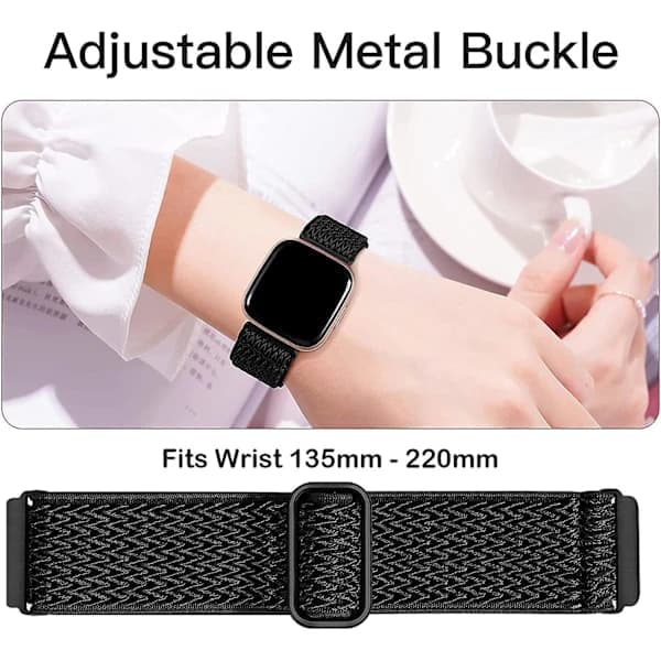 Elastiske nylonremme kompatible med Fitbit Versa 4/Versa 3/Sense 2/Sense - 3-pak