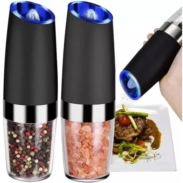 Elektriska salt- och pepparkvarnar - 2-pack med gravitationsfunktion Svart