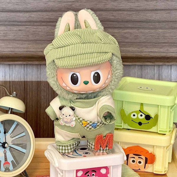 Labubu partykläder för första och andra generationens blind boxes gjorda av canvas (exklusive dockor) Green Matcha
