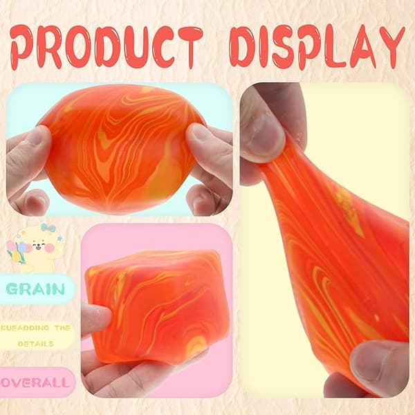 Squishy Sensor Fit Leksaker tryckkub, gelfylld elastisk tryckboll, mjuk isgodisboll, långsam återhämtning mjuk extruderingsboll ORANGE Flow pattern block 5.5cm
