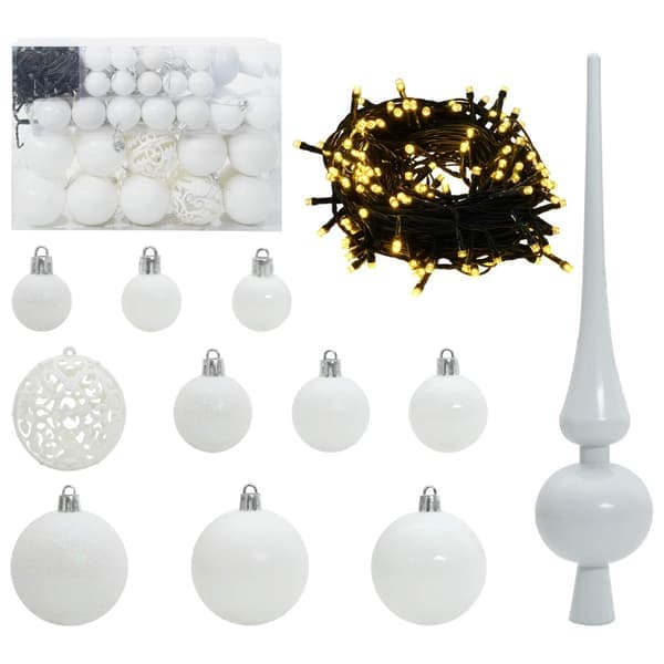 Tekokuusi 150 LED-valolla Valkoinen 150 cm PVC ja teräs