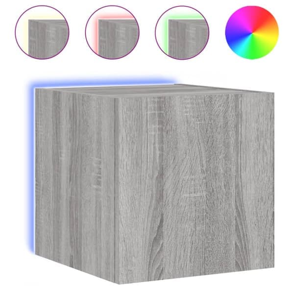 Väggmonterad TV-bänk LED grå sonoma 30,5x35x30 cm