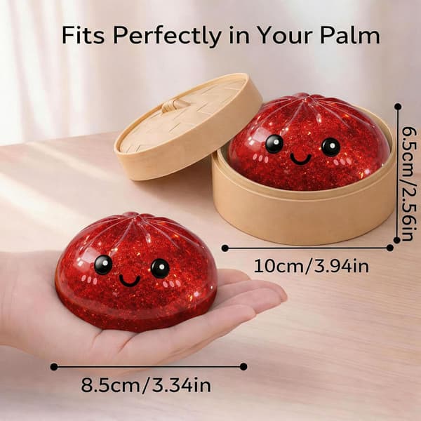 Glitter Dumpling Squishies Mystery Box, Blød Dumpling Stressaflastende Sanselegetøj til Voksne (Rød) red