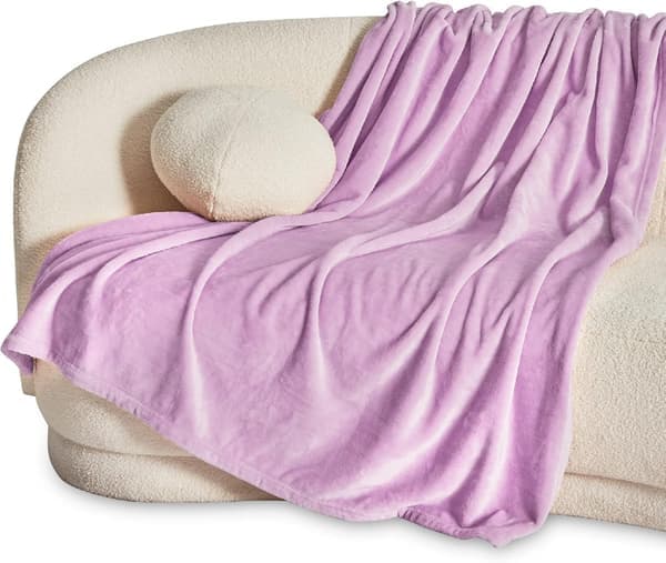 Flonel Koral Fleece Tæppe Sofatæppe - Alsidigt Fluffy Blødt Tæppe til Seng og Sofa Twin/dobbelt, Lilla, 150x200cm