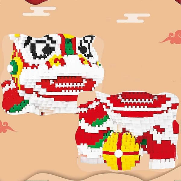 2612 st Micro Byggklossar Set, Mini DIY 3D Byggklossar (Lejon)