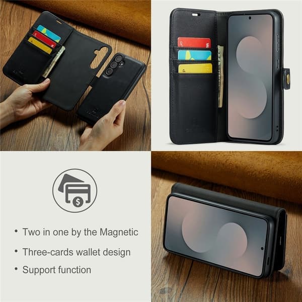 DG MING Samsung S25 FE 2-i-1 Magnet Pung etui - Sort Sort