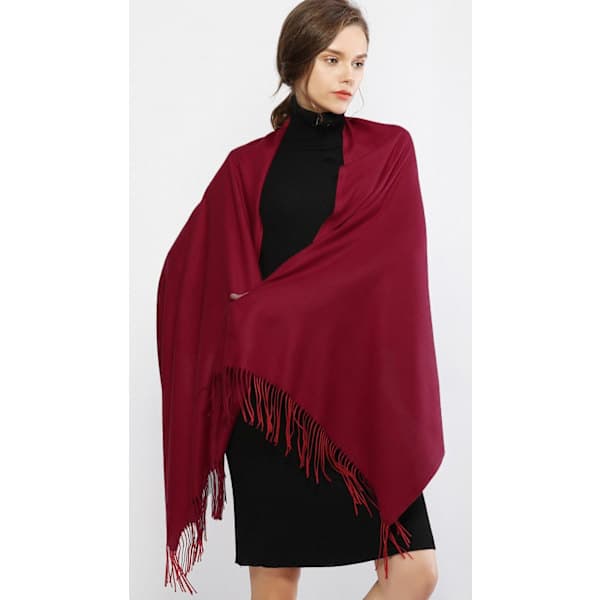Pashmina-sjal og -skjerf for kvinner, bryllupssjal, vinter, elfenben Ivory