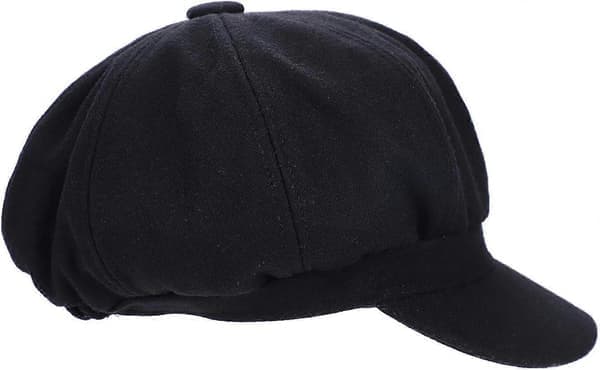 Svart Baker Boy-keps för kvinnor flickor basker franska mössor varma ullkepsar Lady Classic Topped Flat Caps