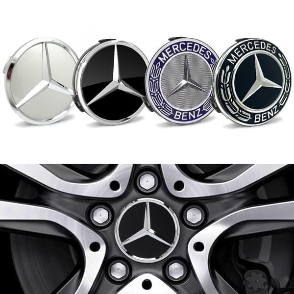 Mercedes-Benz Keskikupit/Pyörännavan Automerkki - 4 kpl 75mm Musta 75mm Svart