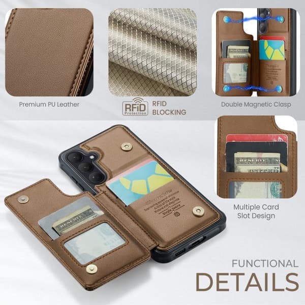 Samsung Galaxy S26 5G Skal med kortfack RFID-skydd Brun Brun
