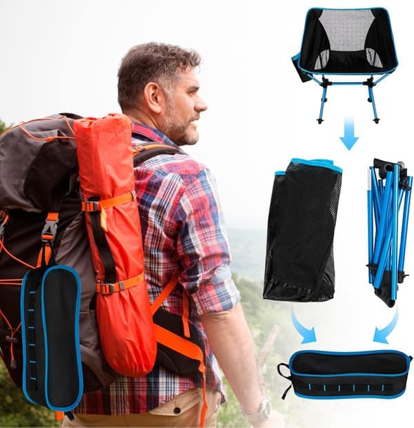 Bärbar hopfällbar campingstol - Lättvikt - Maxvikt 150 kg för strandfiske vandring picknick resor
