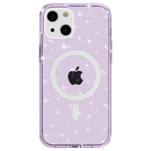 Glitter MagSafe Skal iPhone 14 Transparent Lilla