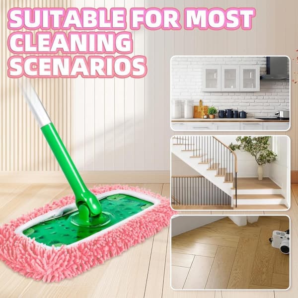 8-pak genanvendelige moppepuder kompatible med Swiffer Sweeper, mikrofiber chenille vaskbare Swiffer moppepuder, tørre og våde fejning og klude