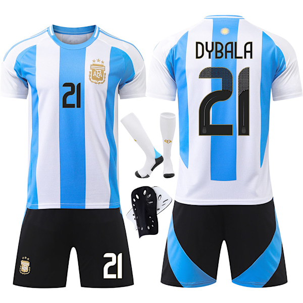 2024 Copa America Argentina Fodboldlandshold Nr. 21 Dybala Trøje Børns Sort Buksesæt No. 21 Dybala 16