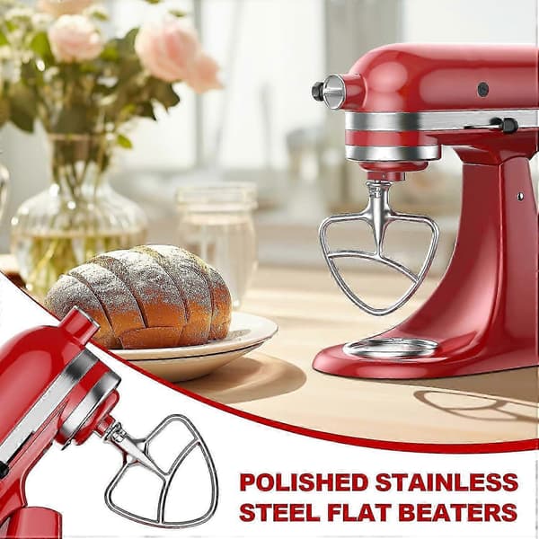 Flad pisker i rustfrit stål, piskeris til KitchenAid-mixer
