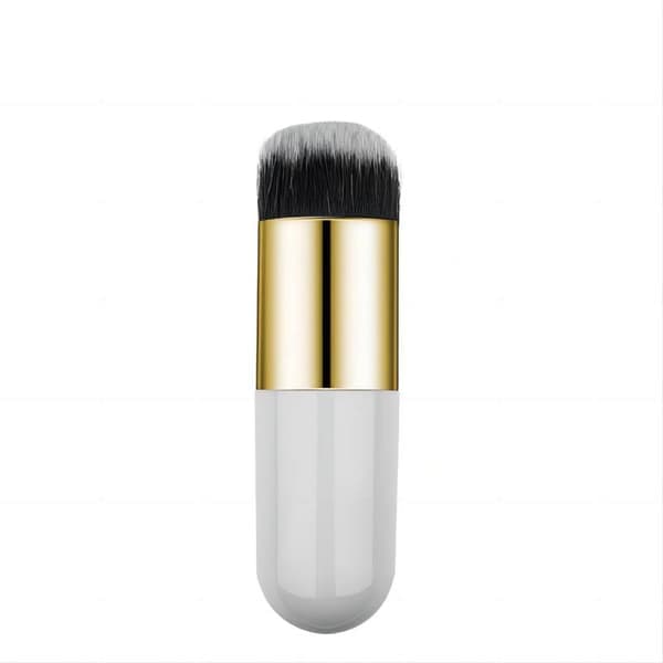 Fed pudderbørste nylonbørste makeupbørste - naturlig hvid, 1 stk.