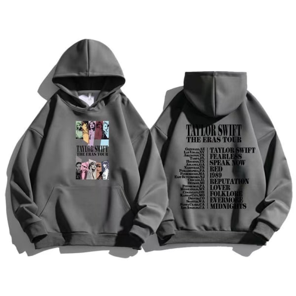 Miesten ja naisten Taylor The Eras Tour syksy/talvi Taylor Swift -muotihuppari Fan-huppari gray-black 3XL