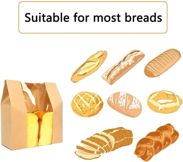 50 kraftpapirposer til mad, brødposer med vinduer
