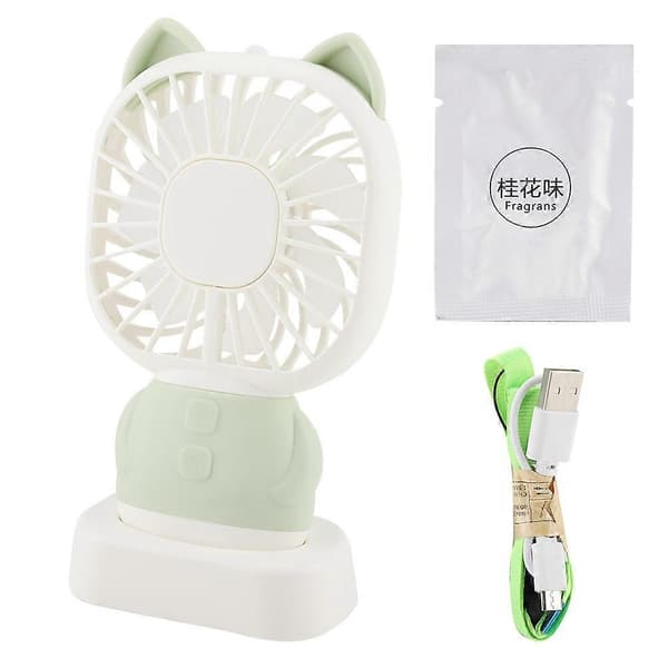 1 stk. Mini håndholdt bordventilator Aromaterapi Natlampe USB Bærbar Kontor Køleventilatorer (Grøn)