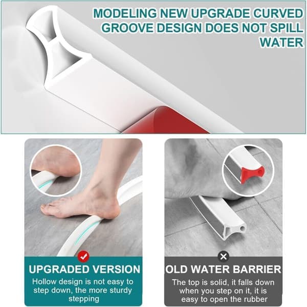 Dusjlist 1 M, Silikon Vannstopper for Dusj, Sammenleggbar Vannstopper for Bad