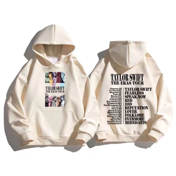 Miesten ja naisten Taylor The Eras Tour syksy/talvi Taylor Swift -muotihuppari Fan-huppari off white 3XL