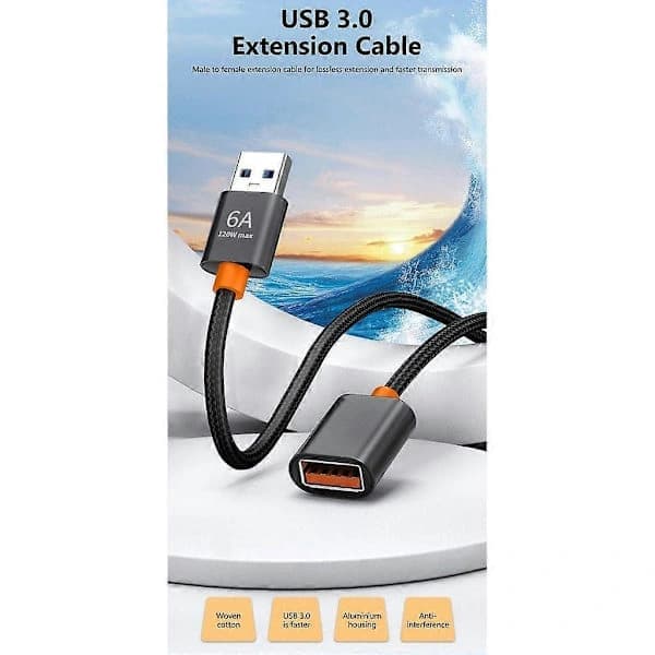 (pow yeah!) USB-forlængerkabel USB 3.0-forlængerledning Han til Hun dataoverførselskabel