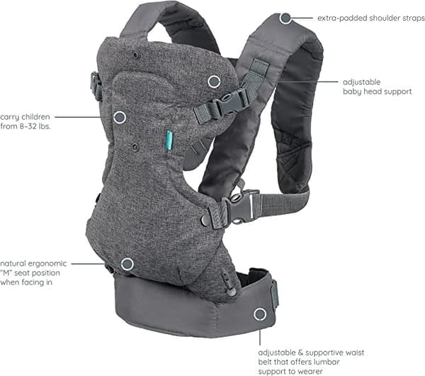 Flip Advanced 4-i-1 bæresele, bæresele med ergonomisk sete, justerbar, forovervendt og forovervendt bærestilling, for