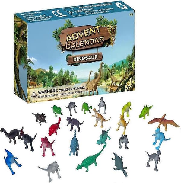 Nedtelling til jul adventskalender blind boks - 24 stk dinosaurleker for barn, eksklusiv 2025-kolleksjon