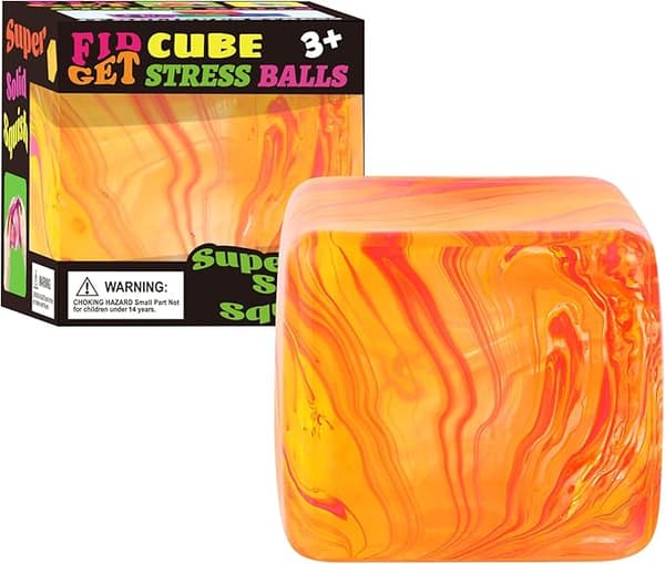 Squishy Sensor Fit Legetøj trykkube, gel-fyldt elastisk trykbold, blød is-slikbold, langsomt-rebound blød ekstruderingsbold ORANGE Flow pattern block 3cm