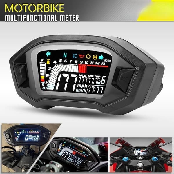Universal Motorcykel Digital Omdrejningstæller LCD Display Karburator Digital Speedometer Kilometertæller med Sensor