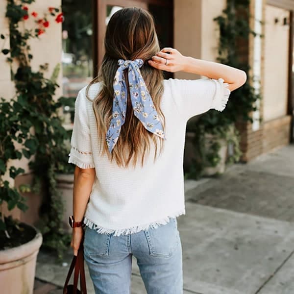 8 Chiffon Hår Scrunchies Sløjfe Blomstret Armbånd Elastisk Hårholder Hårtilbehør til Kvinder Piger