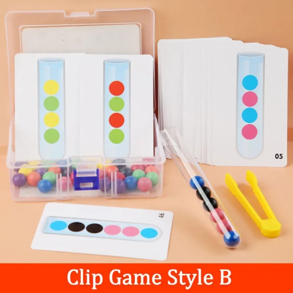 Montessori Leksaker för Finmotorik Trä Provrör Klämma Pärlor Färgmatchning Sinnespel Pedagogiska Leksaker för Barn style 2