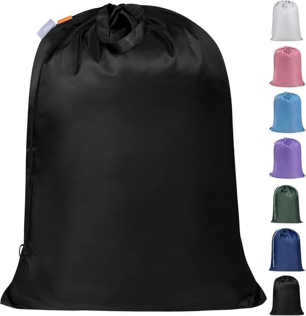 Stor 28x36\" sort vasketøjspose - 130gsm modstandsdygtig snøre-FF