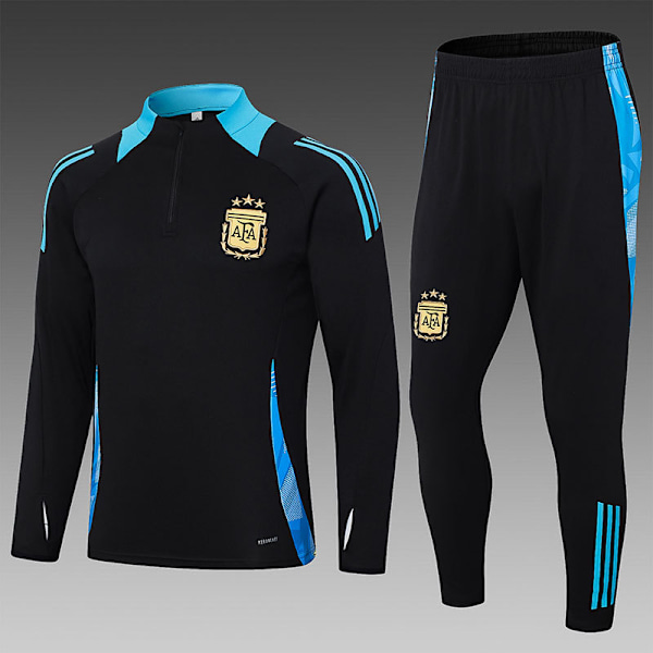 2425 Nya Argentina Bayern Portugal Lika Halv Dragkedja Jacka Vuxen Fotboll Uniform Set Argentina/Black L