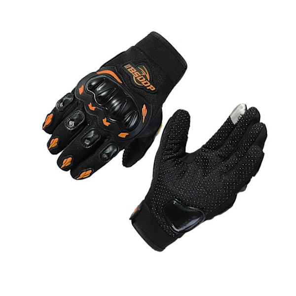 Motorcykelhandsker Touch Screen Kompatible Åndbare Læder Sikker Pasform Racing Handsker Biker Handsker orange