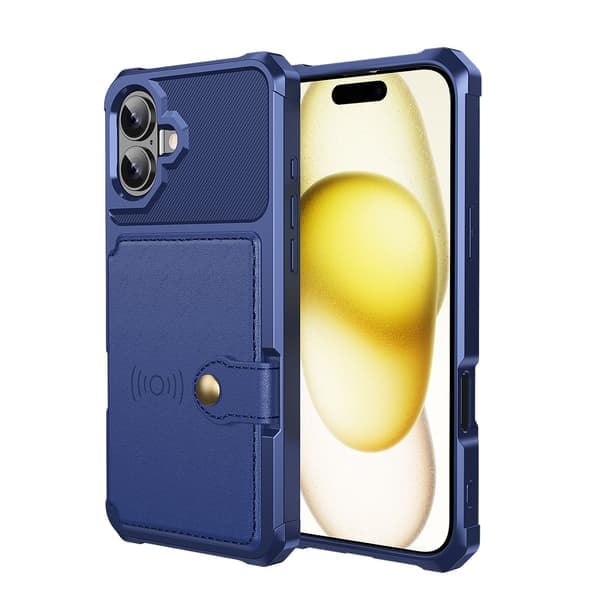 Luksus Walletshell til iPhone 16 Plus - Praktisk funktion med et stilfuldt design Blå Blå