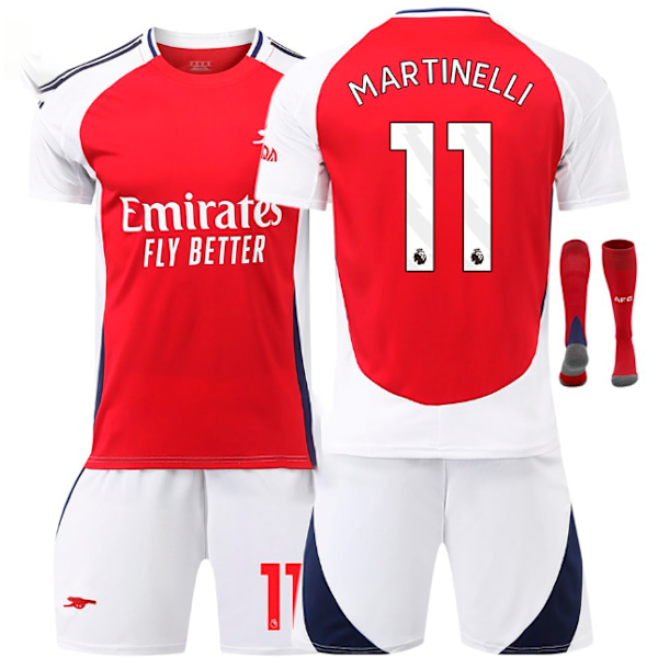 2425 Arsenal Hjemmekamp Nr. 7 Saka, Nr. 8 Odegaard, Nr. 11 Martinelli og andre voksne og børns trøjesæt No.11MARTINELLI 18