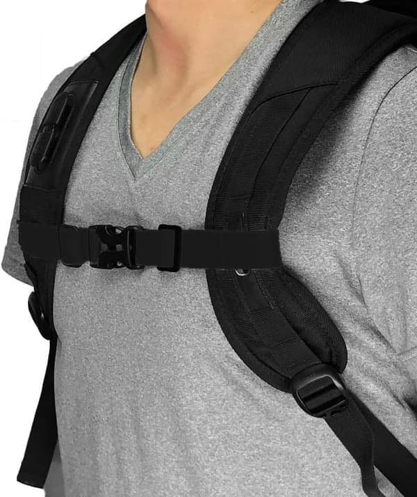 2 universelle brystremme, justerbar brystrem, rygsækholder, med quick release spænde, til vandreture, jogging, farve: sort