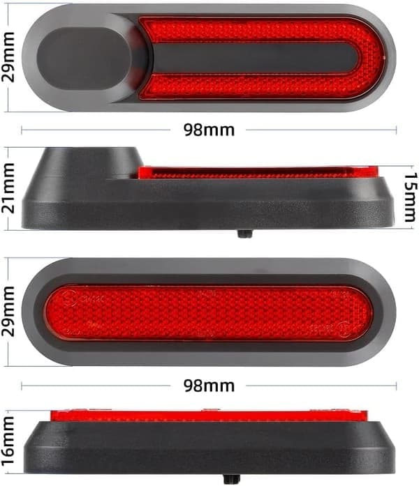 Sort/Rød - Natcoo Scooter Hjulafdækning Refleksstribe til Xiaomi M365, Pro, 1S, Essential, Pro2, Mi3