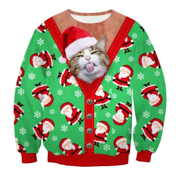 Jul 3D Digitaltryck Rolig Mönster Par Rundhalsad Tröja 5xl Oversized Herr / Dam Med Samma Modetrend style 4 XL