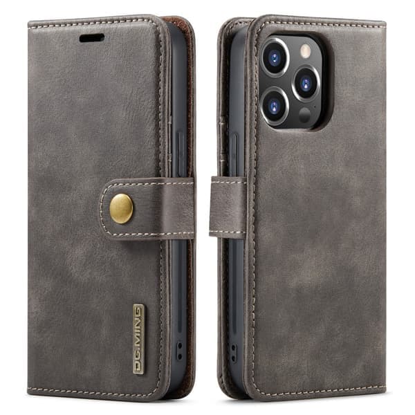DG MING iPhone 16 Pro 2-i-1 Magnet Lommebokveske - Grå grå