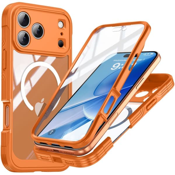 9H Glascover Orange til iPhone 17 Pro Max - Fuld Beskyttelse med Magnetisk Design